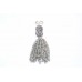 Key Chain 925 Solid Sterling Silver For Charms Key Holder Rainbow Gem Stone D37